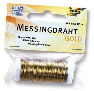 Folia 79644 Basteldraht - 0,3 mm, Messing goldfarben