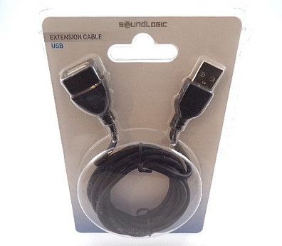 USB Kabel 1,8m USB-A Stecker an USB-A Buchse Kupplung Verlängerung schwarz 1,8 Meter