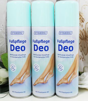 3x200ml Vitawohl Fuß Deo Vitalpflege Fußdeo Fußspray m. Provitamin B5 Deodorant