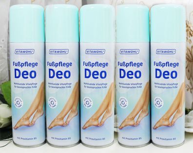 5x200ml Vitawohl Fuß Deo Vitalpflege Fußdeo Fußspray m. Provitamin B5 Deodorant