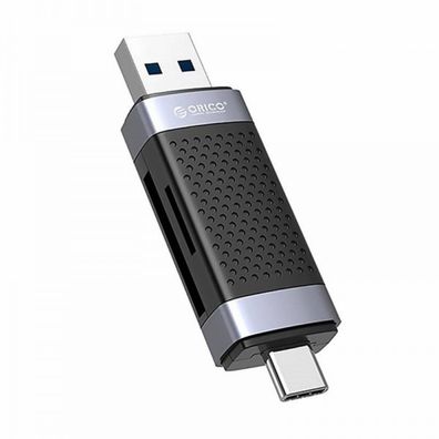 Orico USB 2.0 Cardreader für SD / microSD, USB + USB-C, schwarz