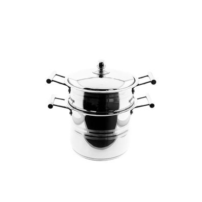 Sunay Couscous Pot aus Edelstahl Kochtopf mit Siebeinsatz in Silber