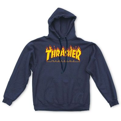 Thrasher Hoodie Flame Logo navy