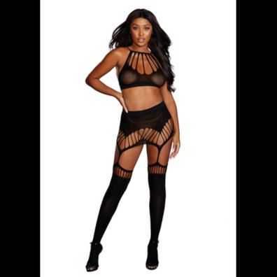 Dreamgirl - Seamless Bralette and Garter Skirt Set - One Size