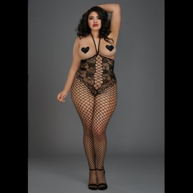 Dreamgirl - Open-Cup Bodystocking - Plus Size - Black