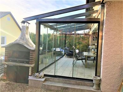 Glasschiebewand DELUXE 3 teilig Höhe 198- 202cm/ Breite bis 300cm