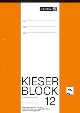 Brunnen 1042237 KIESER-Zeichenblock A4 KIESER 080012, unliniert mit Rand, mit