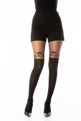 Damen Strumpfhose Schrift Strumpfhose Muster Optik 40/120 DEN für Frauen Collant Moda