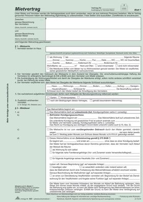 RNK Verlag 524 Universal-Mietvertrag Wohnungen SD mit Übergabeprotokoll 4x2 Blatt