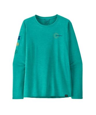 Patagonia Women Longsleeve Shirt Lycra Cap Cool Daily Graphic Shirt channel island