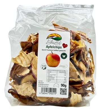 Bleichhof Apfelchips Classic, vegane Trockenfrüchte, 10er Pack (10x 90g)