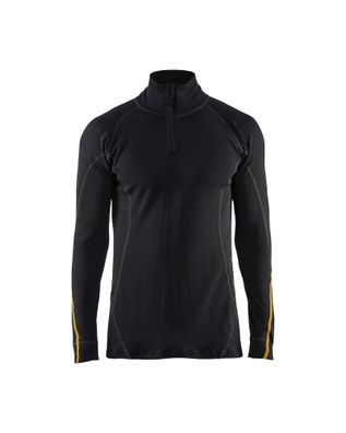 Blakläder Flammschutz Unterhemd 4796 1075 Half-Zip, 78% Merinowolle in schwarz