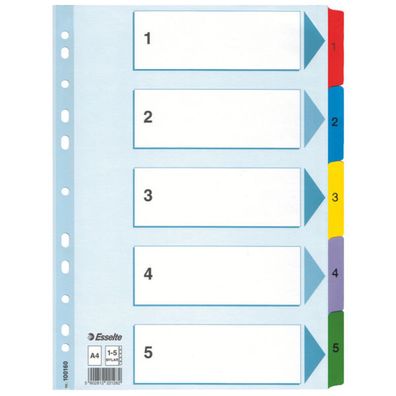 Esselte 100160 Ordnerregister DIN A4 Vollformat 1-5 weiß