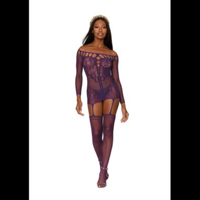 Dreamgirl - Garter Dress Diamond - Aubergine - (One Size, bergröße)