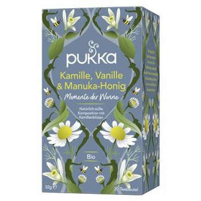 Pukka 6x Pukka Bio-Kräutertee Kamille, Vanille & Manuka-Honig, 20 Teebeutel 20x1,6g