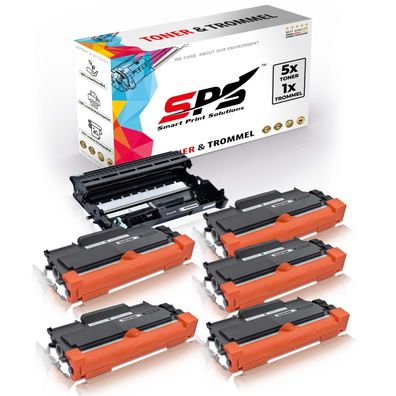 5X TN2220 Toner Schwarz + 1x DR2200 Trommel kompatibel für Brother DCP-7065 Brothe