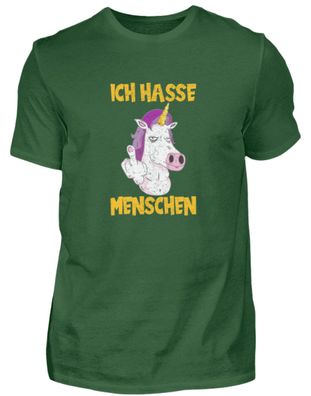 Einhorn Stinke Finger Ich hasse Menschen - Herren Shirt