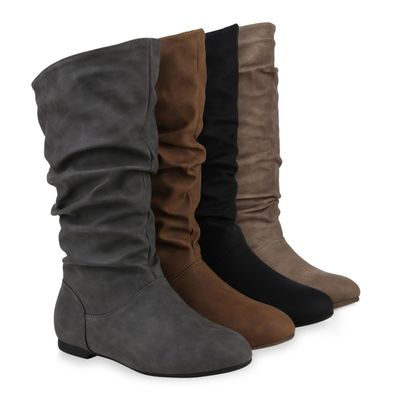 VAN HILL Damen Schlupfstiefel Warm Gefütterte Stiefel Leder-Optik Schuhe 820241