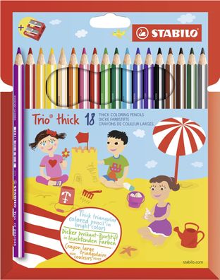 Stabilo® 203/2-18 Dreikant-Buntstift Trio® dick Kartonetui mit 18 Stiften und 1