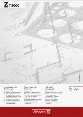 5X Brunnen 1047360 Entwurfblock A3 70g T2000 25Bl