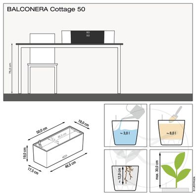 Lechuza® Blumenkasten Balconera Cottage 50 Mokka All-in-One