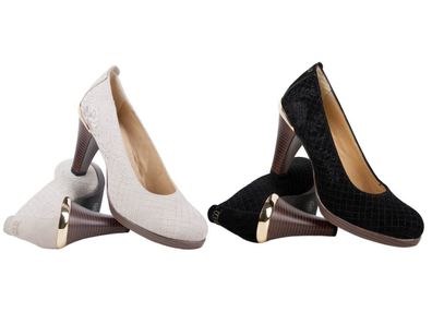 Pumps Iris Crosta sand & schwarz