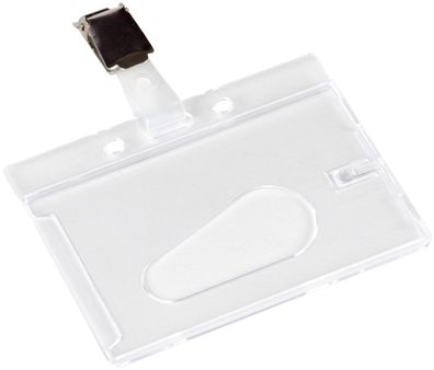 Q-Connect® KF14148 Ausweishülle mit Clip - 85 x 54 mm, Hartplastik, transparent,