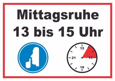 Mittagsruhe 13 bis 15 Uhr Schild