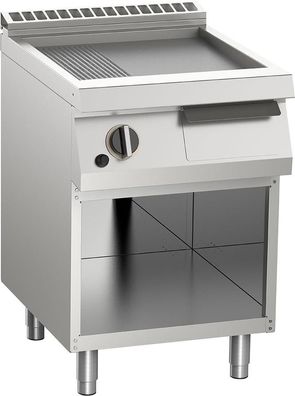 Gas-Grillplatte Aus Edelstahl 2/3 Glatt + 1/3 Gerillt 11Kw Offener Unterbau