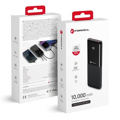 Forcell Powerbank F-Energy P10k1 PD 20W QC 10000mah black