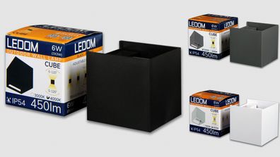 LEDOM Außenwandleuchte CUBE LED 2x3W (6W) IP54 Wasserdicht Strahler Up Down Würfel