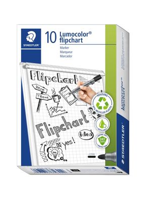 10x Staedtler 356-9 Lumocolor Flipchart-Marker schwarz