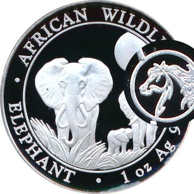 Somalia Republik 2014 - Elefant 1 Oz mit Privy Pferd*