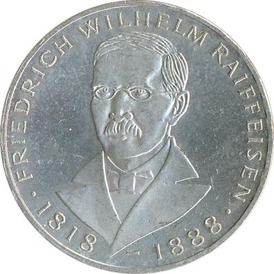 BRD 5 DM 1968 J Wilhelm Raiffeisen Silber*