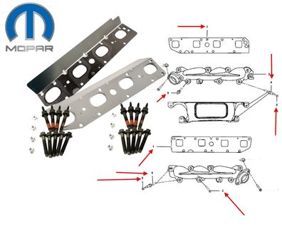 Krümmerschrauben + Krümmerdichtungs Set 5,7L Bj:09-24 (Gen.4) (beide Seiten)