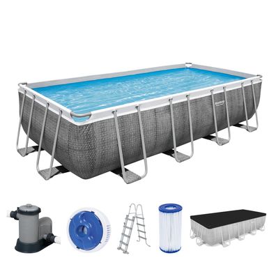 Power Steel™ Frame Pool Komplett-Set mit Filterpumpe 549 x 274 x 122 cm, Rattan-Op