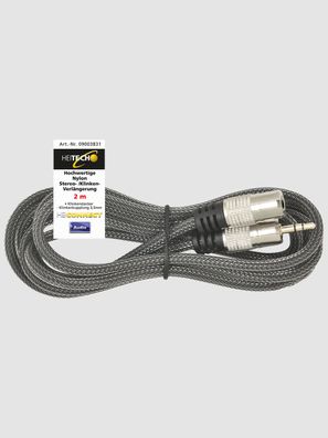 Heitech Hochwertige Nylon Stereo-/Klinken-Verlängerung 3,5mm Stecker 2m Verlängeru