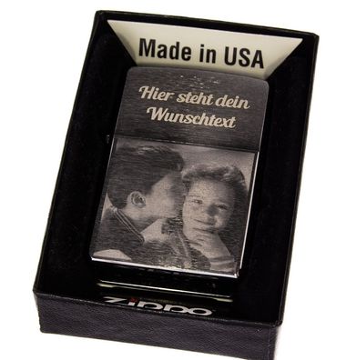 Zippo Feuerzeug Chrome brushed mit Fotogravur