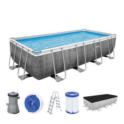 Power Steel™ Frame Pool Komplett-Set mit Filterpumpe 488 x 244 x 122 cm, Rattan-Op