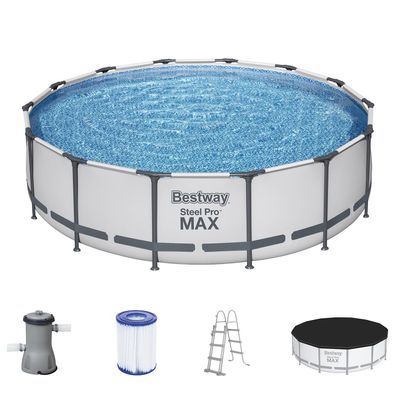 Steel Pro MAX™ Frame Pool Komplett-Set mit Filterpumpe Ø 427 x 107 cm, lichtgrau,