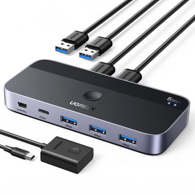 HUB - Adapter - CM662 USB 3.0 Switch 2-in-4 Switch + 2x USB-A Kabel - Schwarz