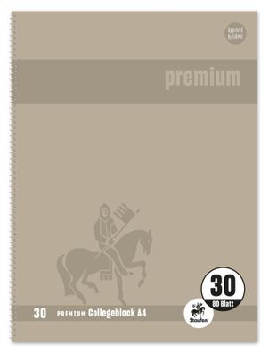 Staufen® 734451305 Collegeblock Premium LIN 30 - A4, 80 Blatt, 90 g/qm, grau, blanko