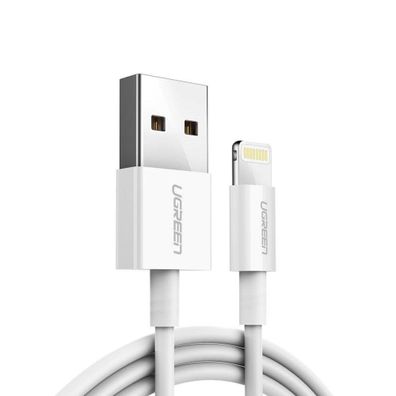 Vernickeltes Kabel 10W USB-A kompatibel mit iPhone-Kabel in Weiß 1m 480 Mbit/s