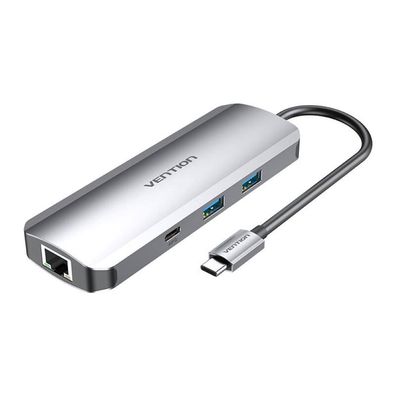 USB-C Dockingstation auf HDMI - USB-C, 2x USB3.0, RJ45, SD, TF, TRRS 3,5mm - PD