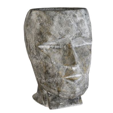 Casablanca Vase Pflanzgefäß "Head" Magnesia . grau . gewischt . Betonoptik mit