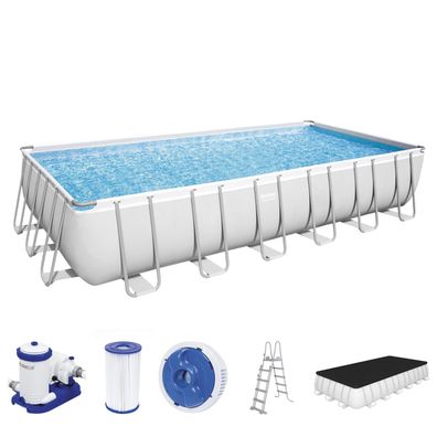 Power Steel™ Frame Pool Komplett-Set mit Filterpumpe 732 x 366 x 132 cm , lichtgra