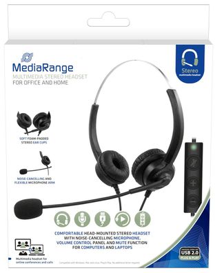 MediaRange MROS304 Headset Stereo mit Mikrofon - schwarz/silber