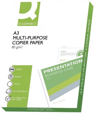 Q-Connect® KF01089 Kopierpapier ECF - A3, 80 g/qm, 500 Blatt