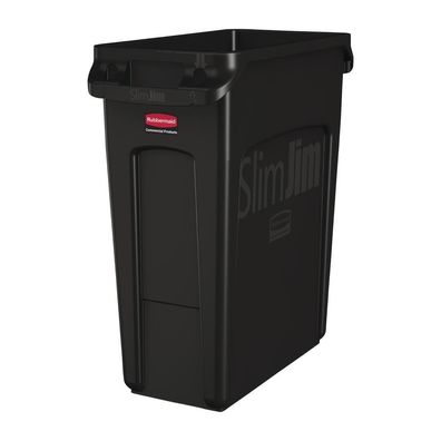 Rubbermaid Slim Jim Abfalleimer Mit Entlüftungsschlitzen Schwarz 60L