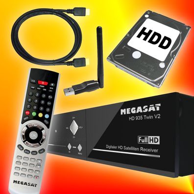 Megasat HD 935 Twin-Tuner 1000GB Festplatte Sat Receiver W-LAN WiFi TV-Streaming